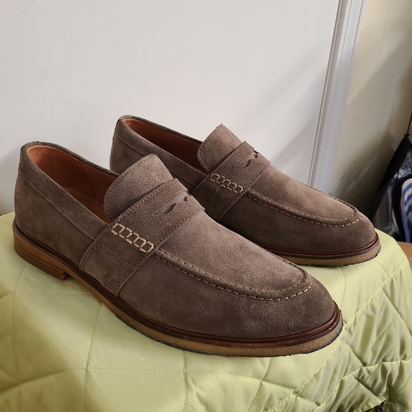 Clarks Other - Clarks Artesian Taupe Suede Penny Loafer